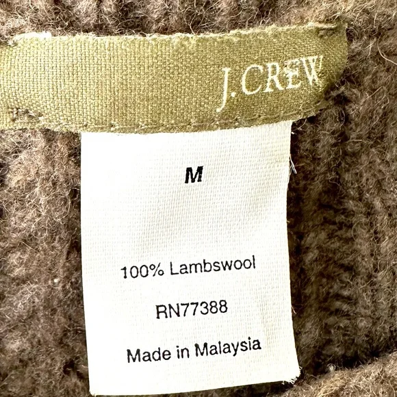 J. Crew Lambswool Bauble Cable Knit Crew Neck Pullover Sweater Taupe Siz… - Picture 5 of 5
